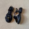 Thick-soled Fairy Style Sandals Women's 2025 New Summer French Retro Style Flower Round Head Open-toed Roman Sandals