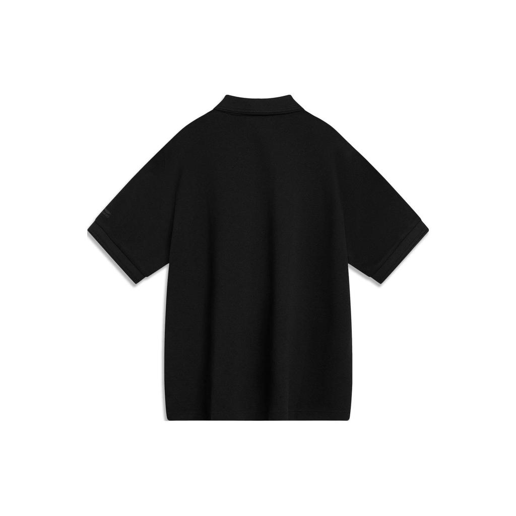 Li Ning CF Adventure Series Playful Wild Letter Patch Short Sleeve Polo Shirt Unisex Polo Shirts Black APLT241-1