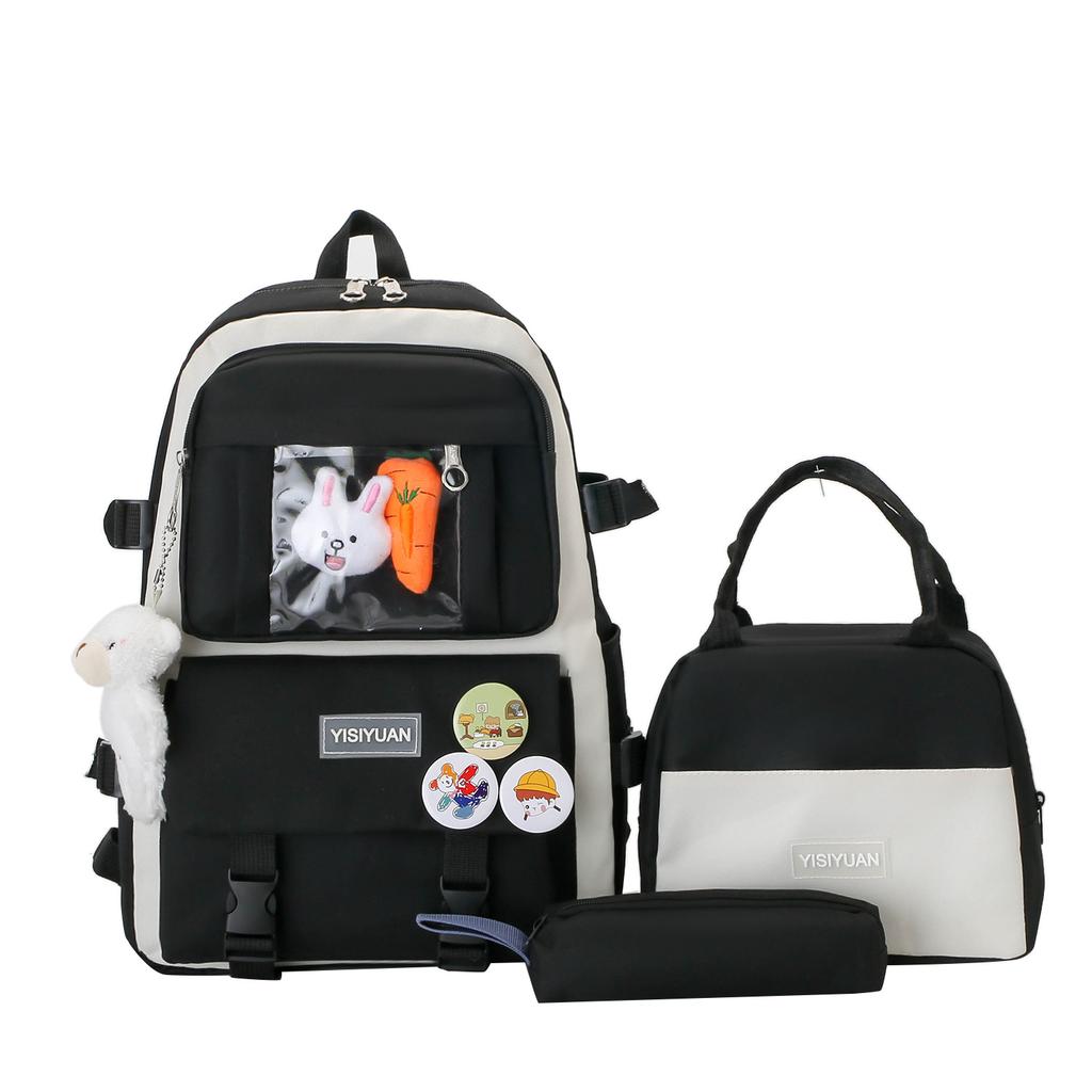 School bag New school bag Large capacity backpack Casual canvas backpack Female portable student thermal insulation with rice bag