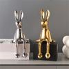 Color Ceramic Bunny Figurine Statue Decorative Animal Sculpture for Bookshelf Living Room and Bedroom