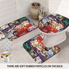 4pcs Christmas Cat Printed Bathroom Set 180x180 Waterproof Shower Curtain, Floor Mat, U-shaped Mat, and Toilet Mat