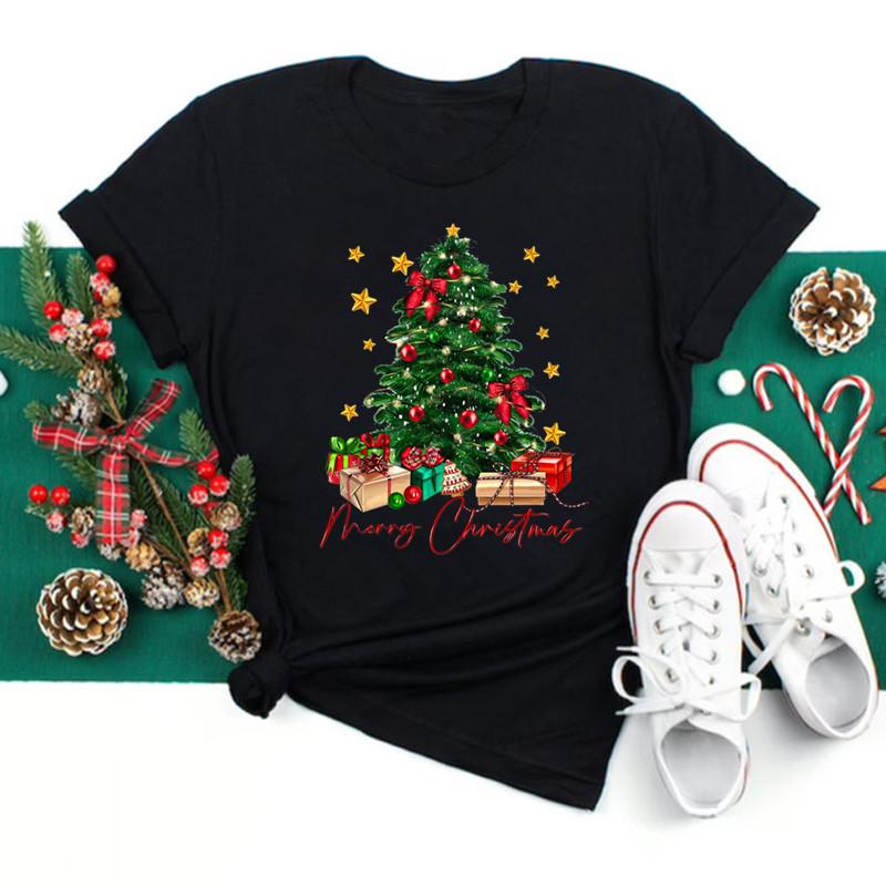 Just A Girl Who Loves Christmas Print Women T-shirts Cute Female Christmas Clothes New Year Party Tshirt
