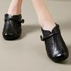 2024 Spring Summer New Genuine Leather Pumps Retro Hollow Round Toe Soft Sole Women's High Heels Shoes