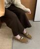 Retro suede loafers Doudou shoes one-pedal single shoes autumn and winter soft-soled low-heeled women's shoes British small leather shoes