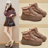 Women Winter Warm Faux Fur Lined Chunky Platform Lace Up Anti Slip PU Leather Ankle Snow Booties