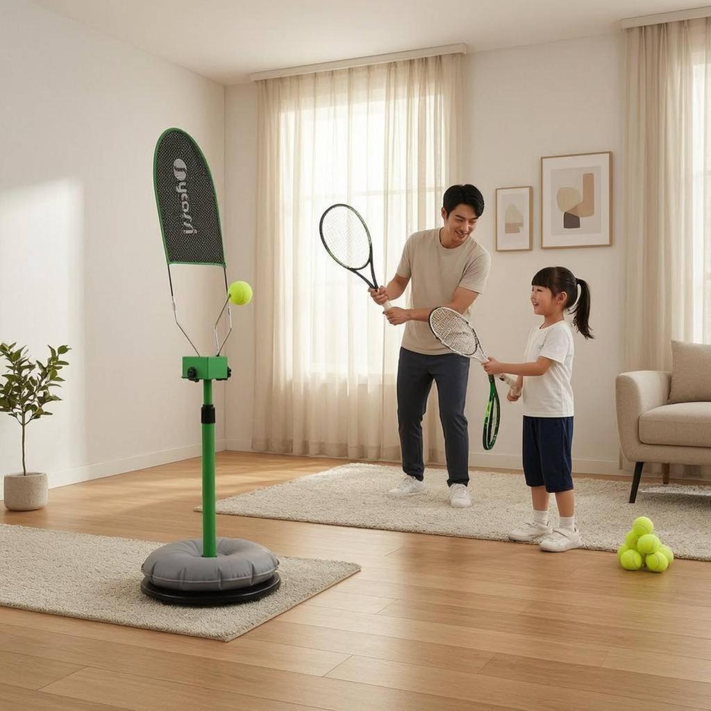 Rebounder da Allenamento Tennis Altezza Regolabile Bersaglio Ovale Nero