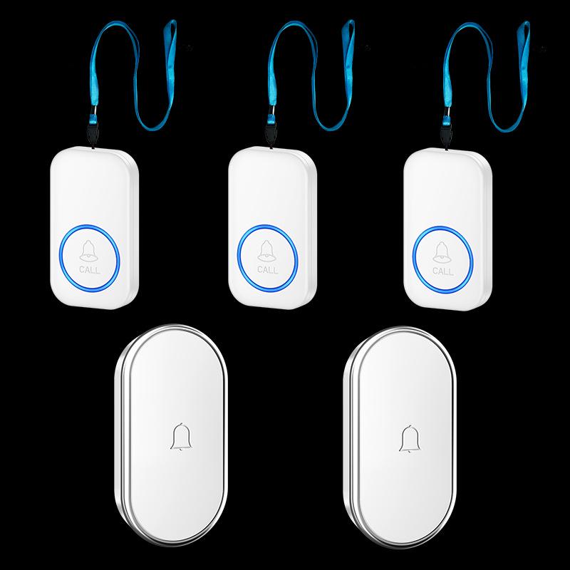 Waterproof Wireless Doorbell with 3 Receivers, 2 Transmitters, Remote Control, Long-Range Elderly Call Device & Wristband.