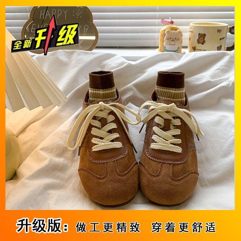 

2024 новые ретро коричневые немецкие кроссовки женские повседневные спортивные кроссовки с плоской подошвой универсальные туфли Forrest Gump модные белые туфли 35