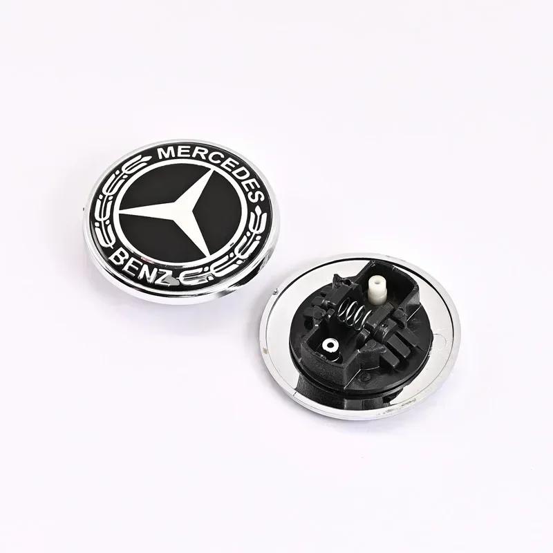 57mm Aluminum ABS Car Flat Hood Emblem Sticker Front Badge Logo Decor Accessories For Mercedes Benz AMG W206 W220 W205 W210 W108 GM1