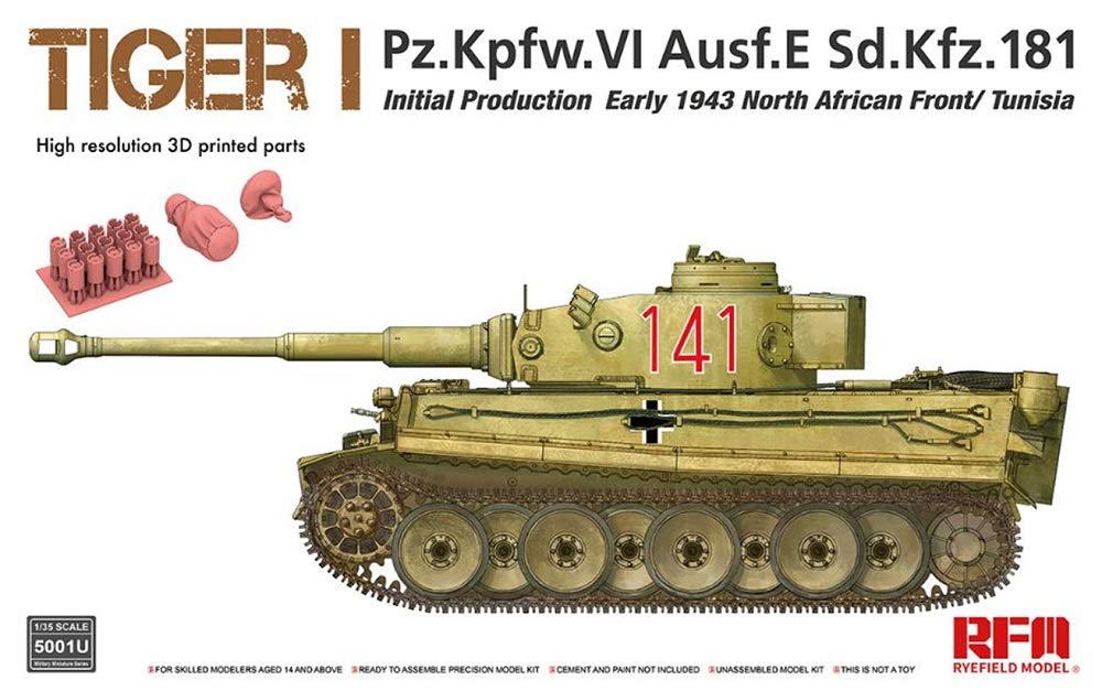 

Ryefield Models 1/35 scale German Army Tiger 1 Heavy Tank, Very Early Model, Early 1943, Plastic Model Kit RFM5001U