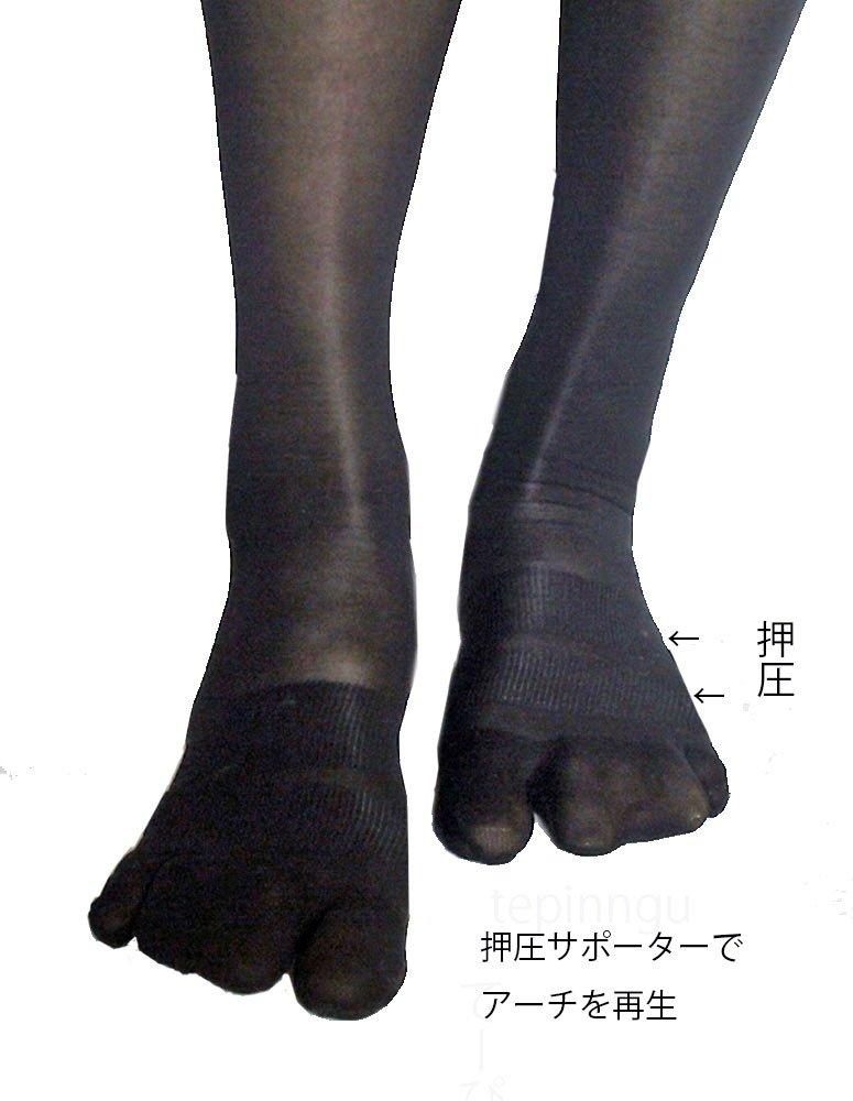And Little Toe Kasahara Style Short Stockings Below the Toe Support Black [Bunion Relief] "Legrina Knee" (Three & Taping) /
