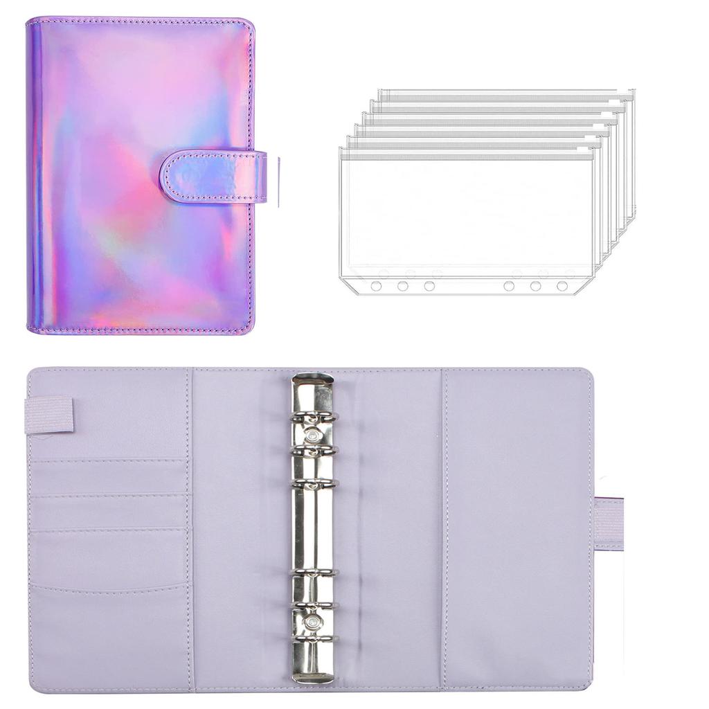 2023 Laser Budget Binder Zipper Envelopes Organizer Cash Envelopes for Budgeting Saving Money A6 Planner 6 Pockets Accessories
