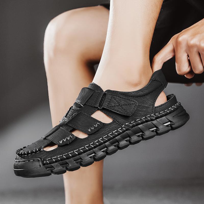 Summer Men's Casual Sandals Large Size Genuine Leather Casual Handmade Sandals Breathable Casual Sneakers Sandals for Men
