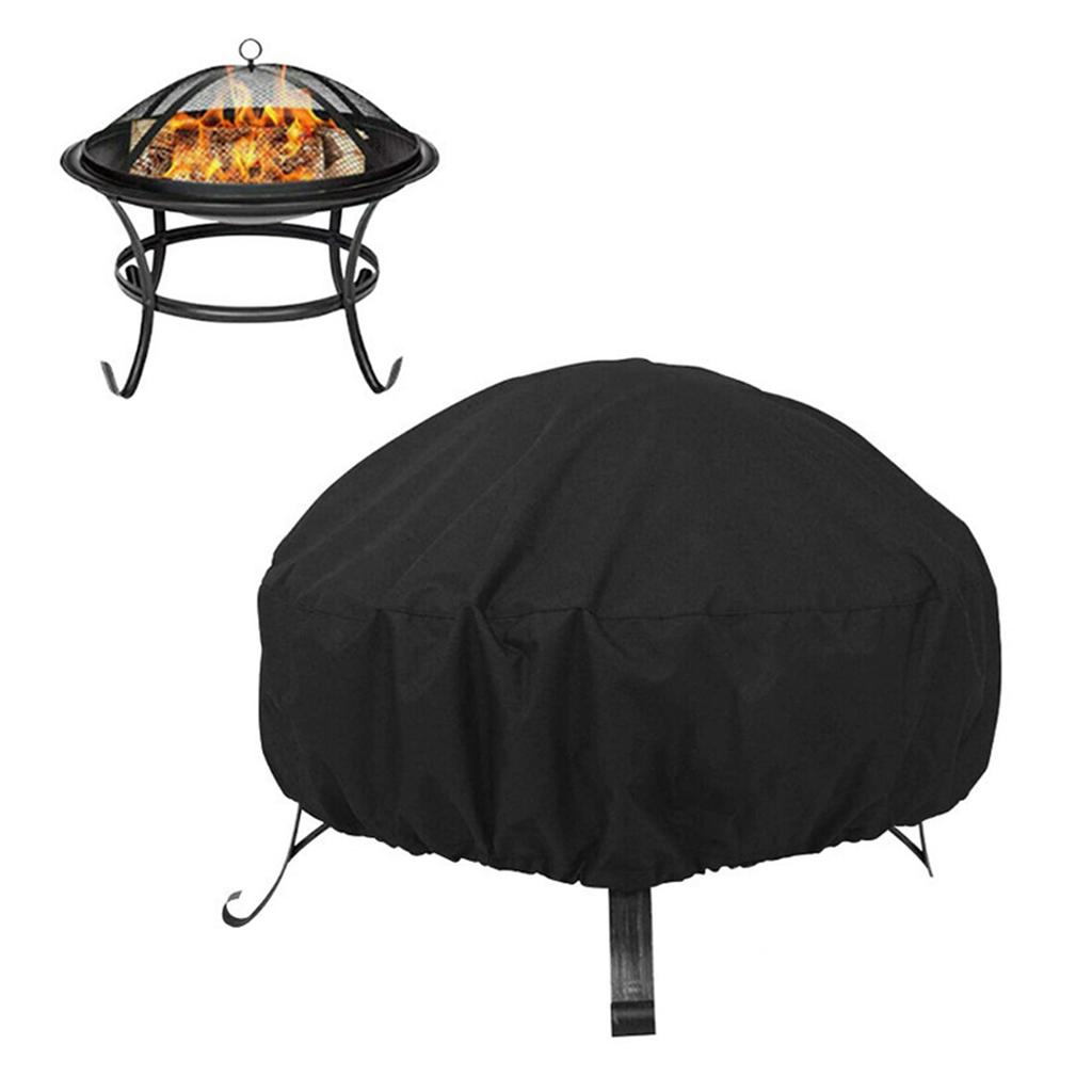 Fire Pit Cover 34in Diameter 15in Height 210D Silver Coated Water Proof Sunproof Firepit Cover for Outdoor Patio