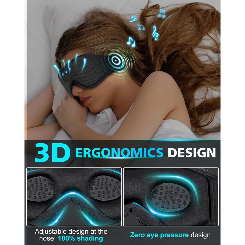 Bluetooth Schlafmasken-Kopfhörer, Verdunkelnde Sleepathy Schlafmaske, Verbesserte 3D-konturierte Schlafkopfhörer, Schlafmaske, Geschenk-Gadgets für Männer & Frauen