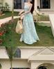 Seaside Resort Mint Green Spaghetti Strap Dress - Women's 2026 Summer Waist-Cinching Long Gown