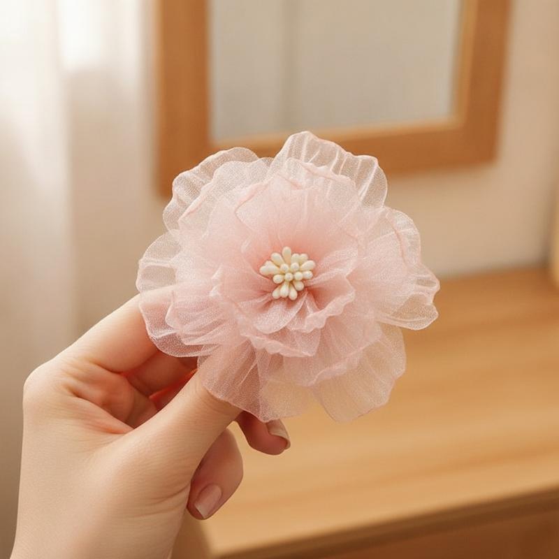 Decorative Organza Fabric Flower DIY Jewelry Accessories Soft Touch for Wedding Bridesmaid Party Hair Clip Making