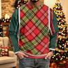 Men's Casual Knit Long Sleeve Neck Shirt with Christmas Print for Holiday and Everyday Wear