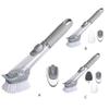 Dish Brush Cup Dishwashing Handheld Scrubber with Dispenser Kitchen Bathroom Bathtub Scrub Housekeeping Room Accessories