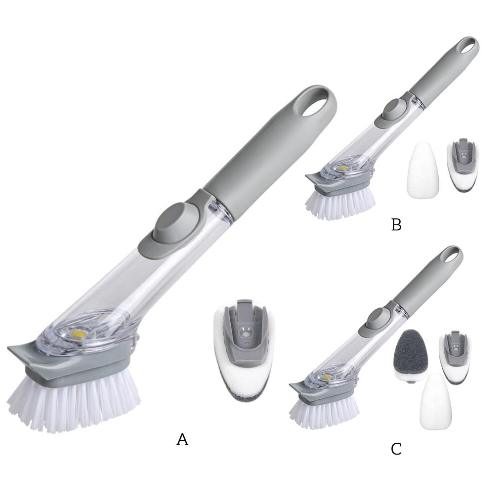 Dish Brush Cup Dishwashing Handheld Scrubber with Dispenser Kitchen Bathroom Bathtub Scrub Housekeeping Room Accessories