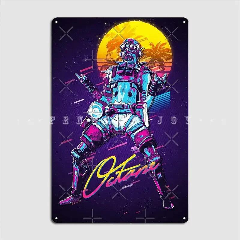 

Apex Legends Octane 80-е Ретро Металлическая Табличка Постер Клуб Бар Таблички Настенная Роспись Создать Жестяной Постер 20x30cm（7.8x11.8inch）