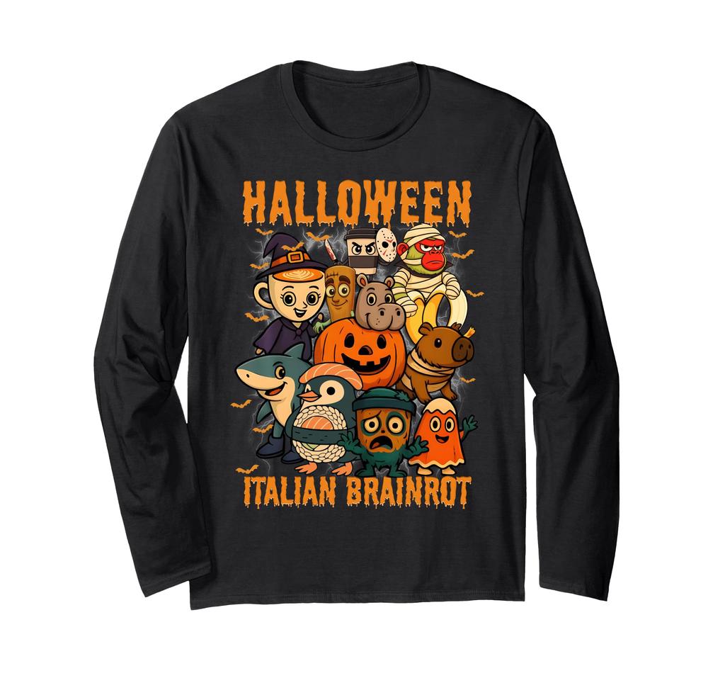 Funny Italian Brainrot Halloween Costume Meme Brainrot Kids Long Sleeve T-Shirt