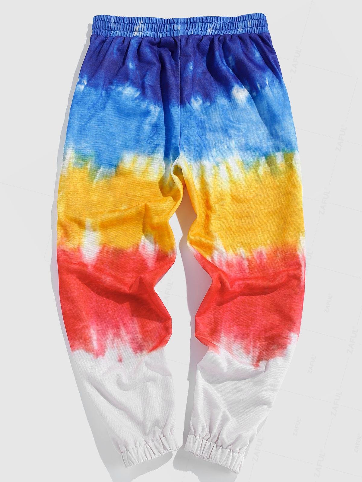 

ZAFUL Colorful Tie Dye Print Sweatpants S синий