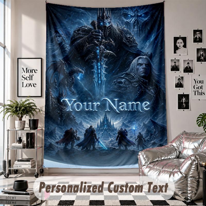 Custom Tapestry Wall Hanging, World of Warcraft Personalized Name Text Home Wall Decor