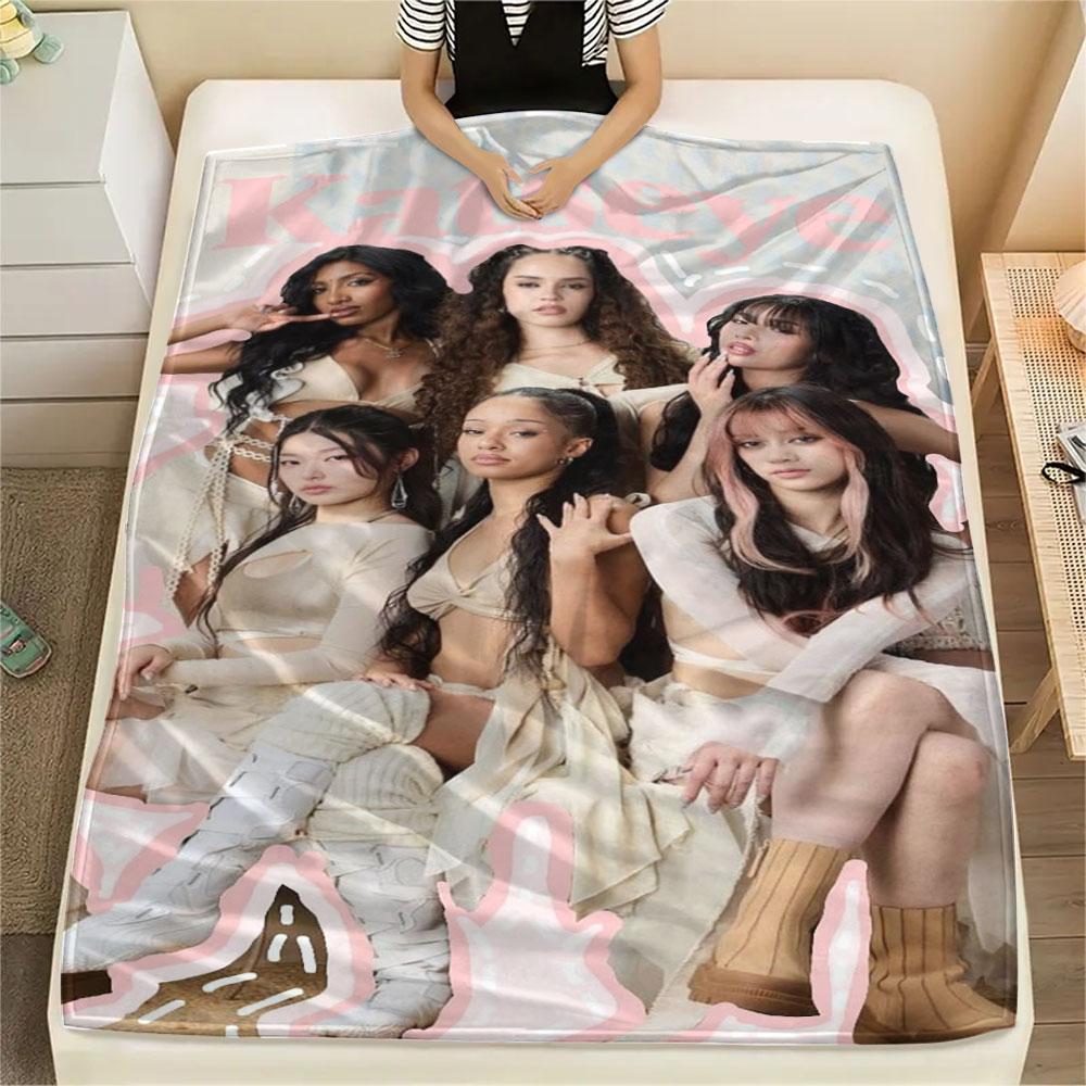 1PC KATSEYE Patterned Flannel Blanket Suitable For All Seasons for Home Decor Warmth and Comfort Gifts Holiday Present