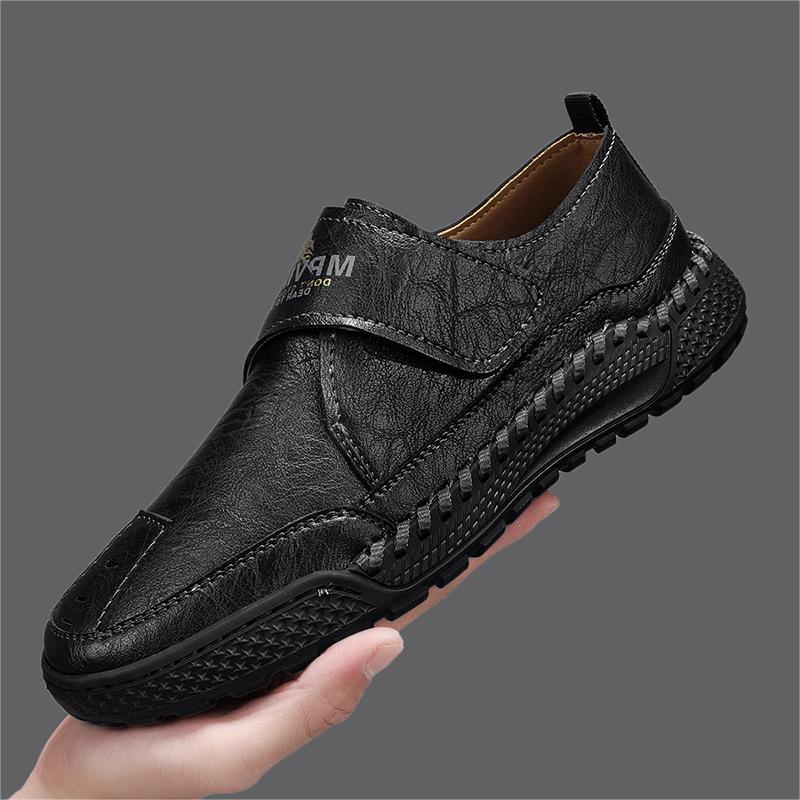 Pantofi de bărbați cusuți manual de primăvară și toamnă, sandale casual, pantofi din piele pentru bărbați cu pedală, mărime mare cu tăietură joasă