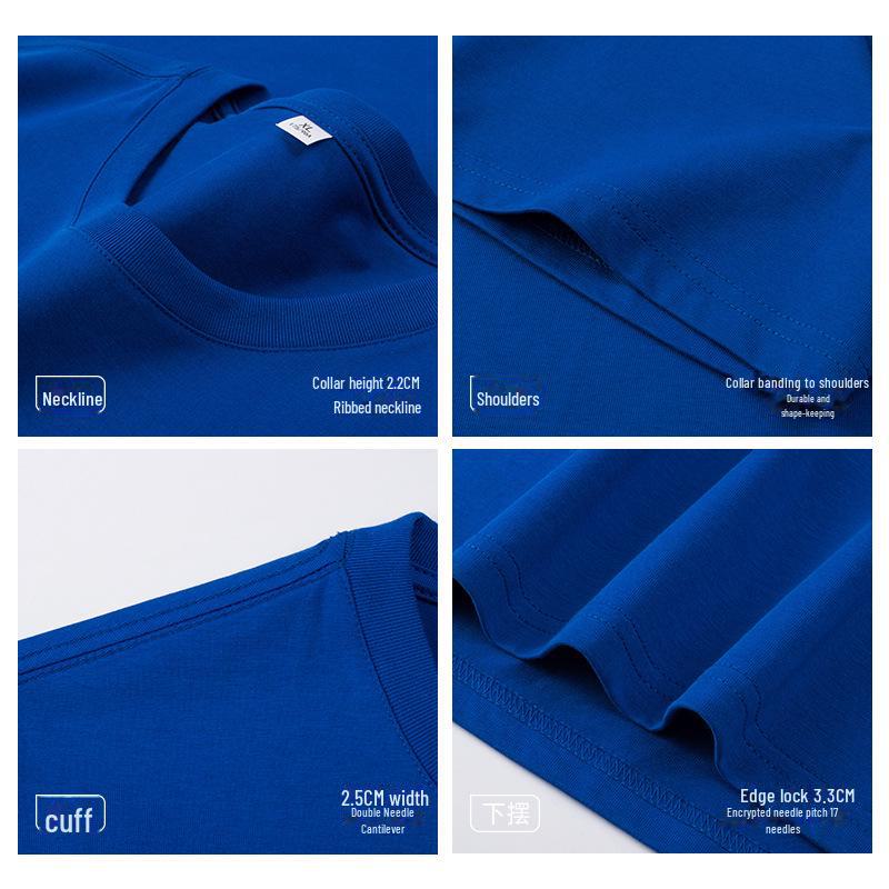 Men's Custom Solid Color Knitted Short-Sleeve T-Shirt, 210G, Cool Round Neck Design for Workwear or Advertising