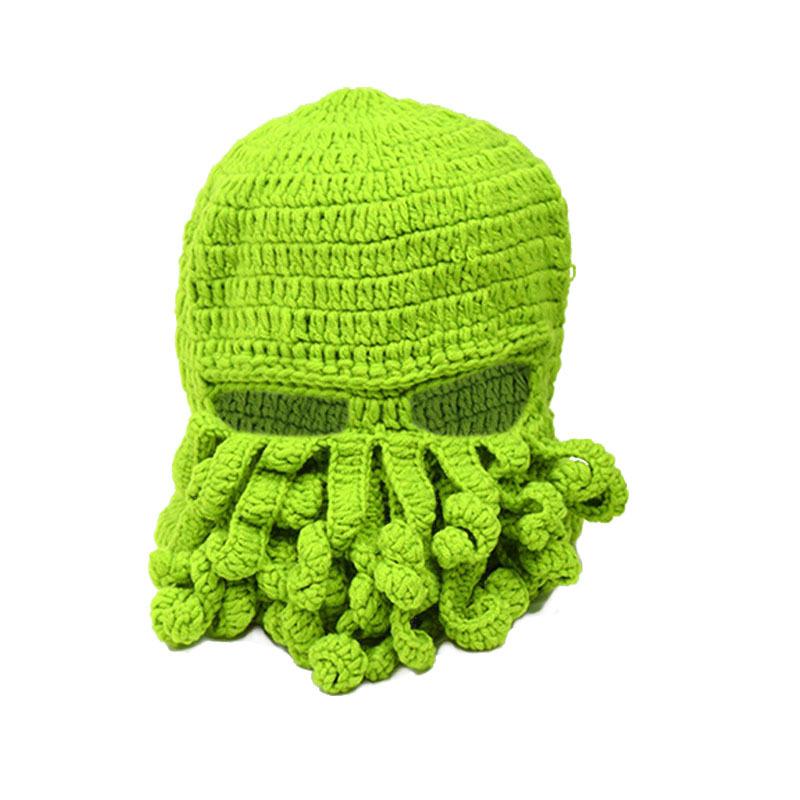 New Cartoon Cute Funny Wool Knitted Octopus Hat Hand Crocheted Warm Wool Headgear.