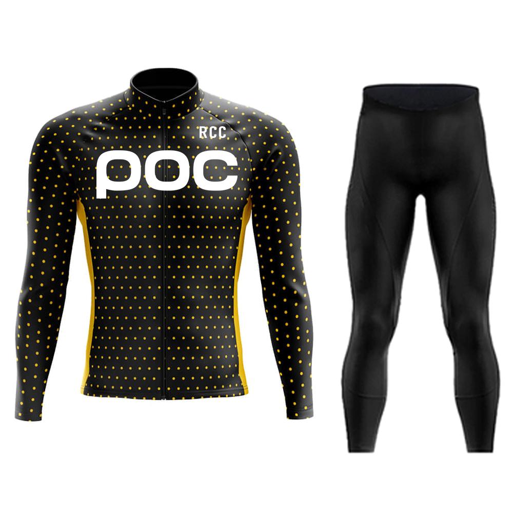 RCC POC Cycling Team Men's Cycling Jersey Long Sleeve Set MTB Bike Clothing Tenue Velo Homme Bicycle Wear