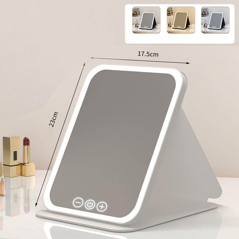 Foldable HD Makeup Mirror Intelligent Touch Control Adjustable Three Color Light LED Cosmetic Mirror Type-c Charging Two Size