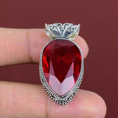Faceted Mozambique Garnet Pendant Vintage Pendant Gemstone Pendant Unique Jewelry 925 Sterling Silver Pendant  Handmade Pendant Wedding Gift