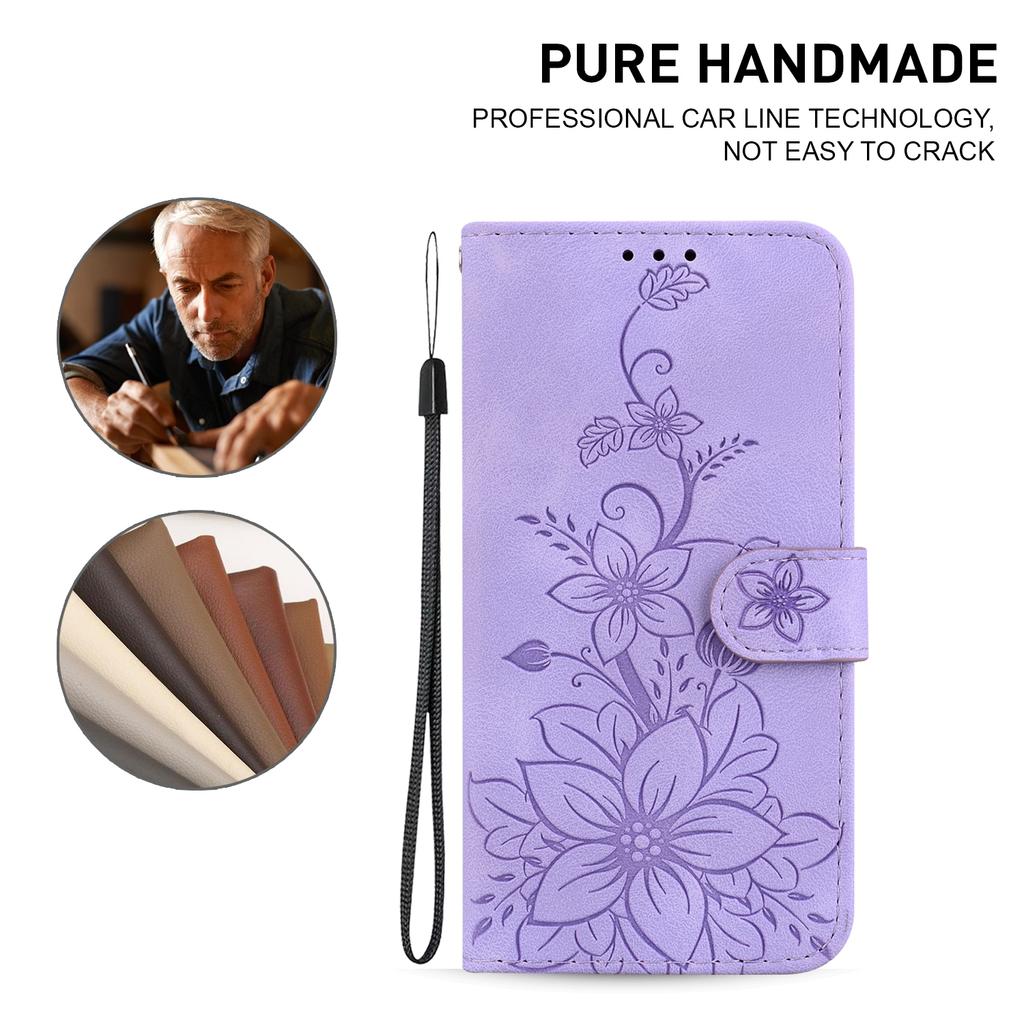 For OnePlus Nord 3 5G/Ace 2V Stand Wallet Phone Case Imprinted Lily Flower Leather Phone Cover