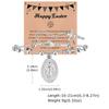 Vnox Rosary Bracelet with Easter Card, Gold Sliver Color Stainless Steel Religious Cross Virgin Mary Prayer Bracelets for Women