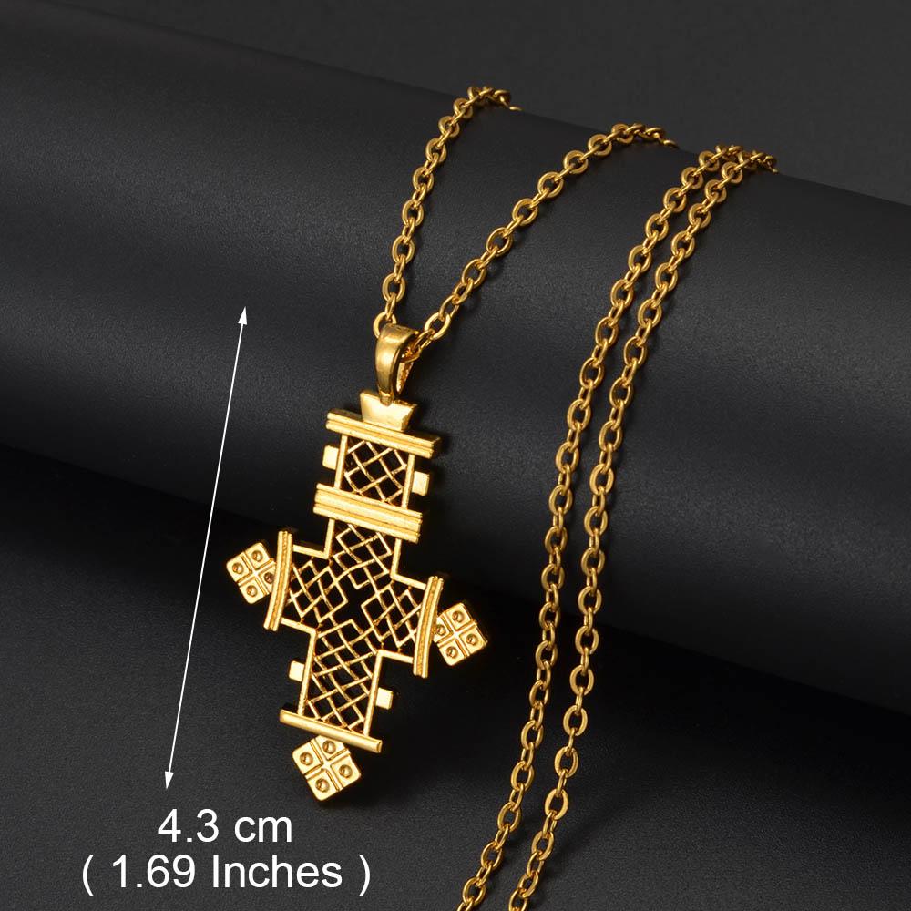 Anniyo Ethiopian Cross Jewelry Pendant Necklaces African Eritrean Habesha Wedding Accessories #182916 45cm OR 17.7 Inches