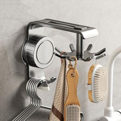 Non Punching Kitchen Hook Wall Mounted 360 Degrees Rotatable Pot Shovel Spoon Storage Rack Space Saving Spoon Hanging Rack Home