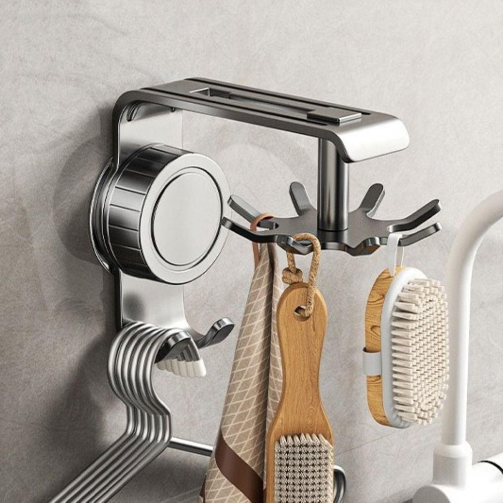 360 Degrees Rotatable Kitchen Hook Non Punching Spoon Hanging Rack  Bathroom