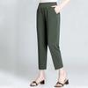 Summer Ice Silk Thin Casual Pants, Casual Straight Nine-inch Pants, Loose High-waisted Elastic and Tight-waist… More