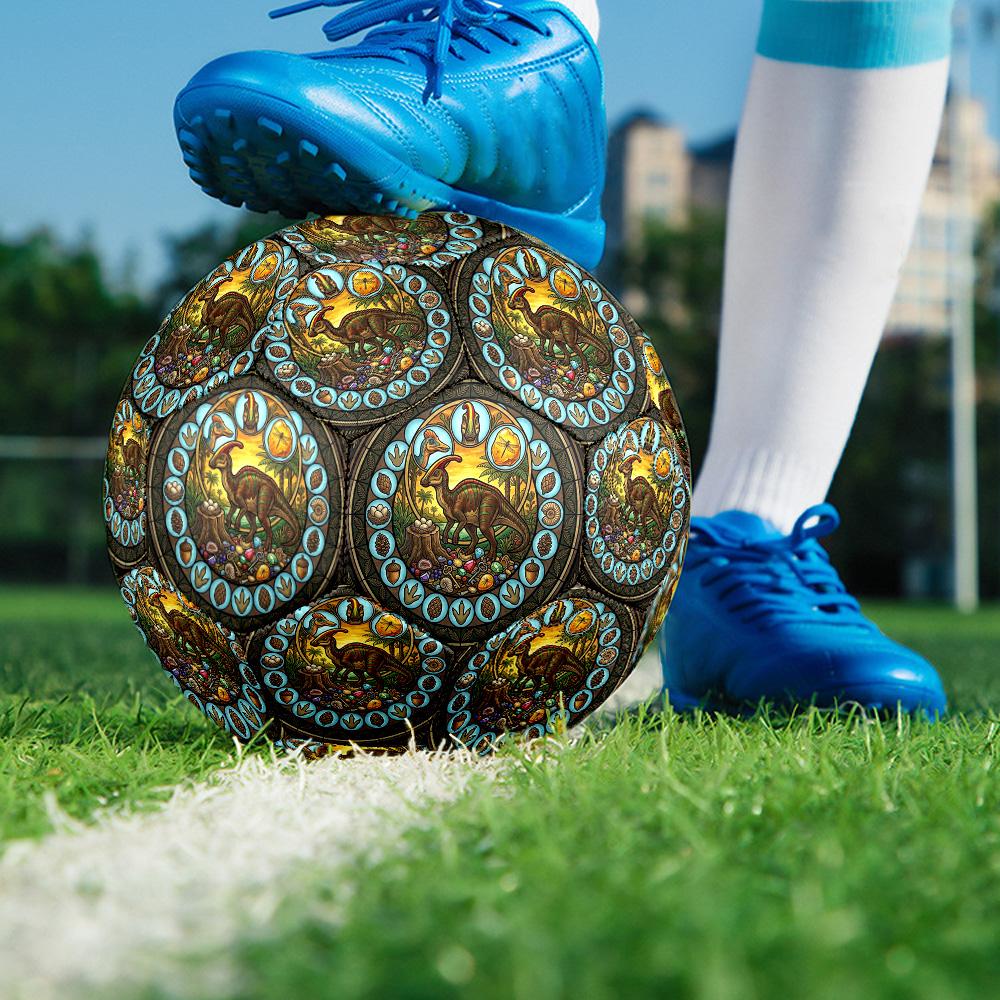 Dinosaur Fossil Glass Round Football Size 5 Adult Ball Suitable for Training Matches and Outdoor Team.