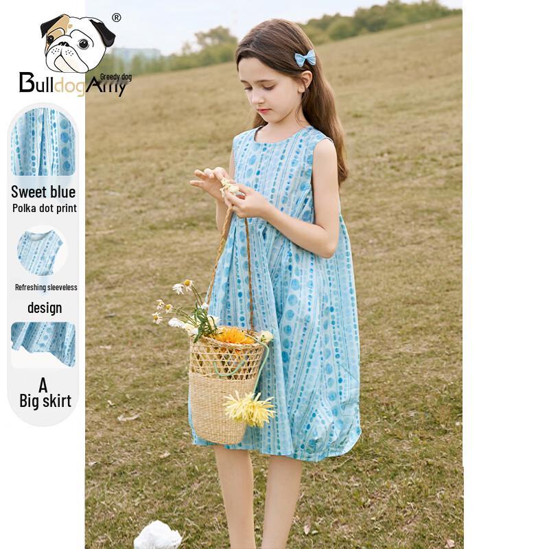 CHANZUIGOU Girls  2026 Summer Cotton Polka Dot Princess Dress 150