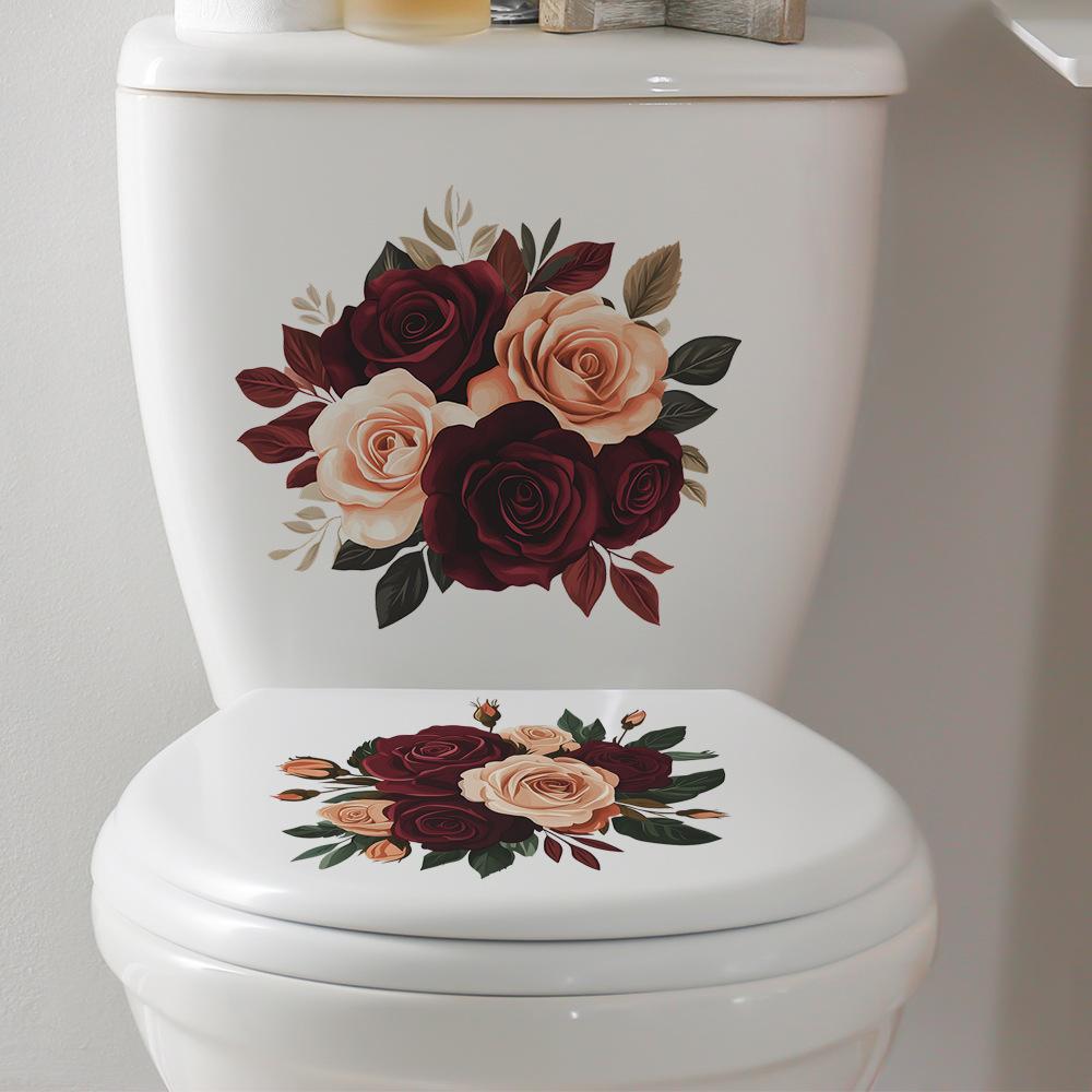 Rose-shaped Bathroom Toilet and Toilet Stickers for Home Beautification