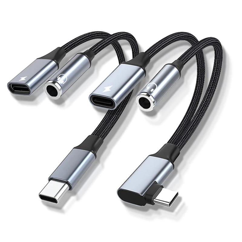 Type C To 3 5mm PD 60W USB AUX Cable Converter with 2 In 1 Headphone Jack Adapter Audio Cable for Huawei Earphone