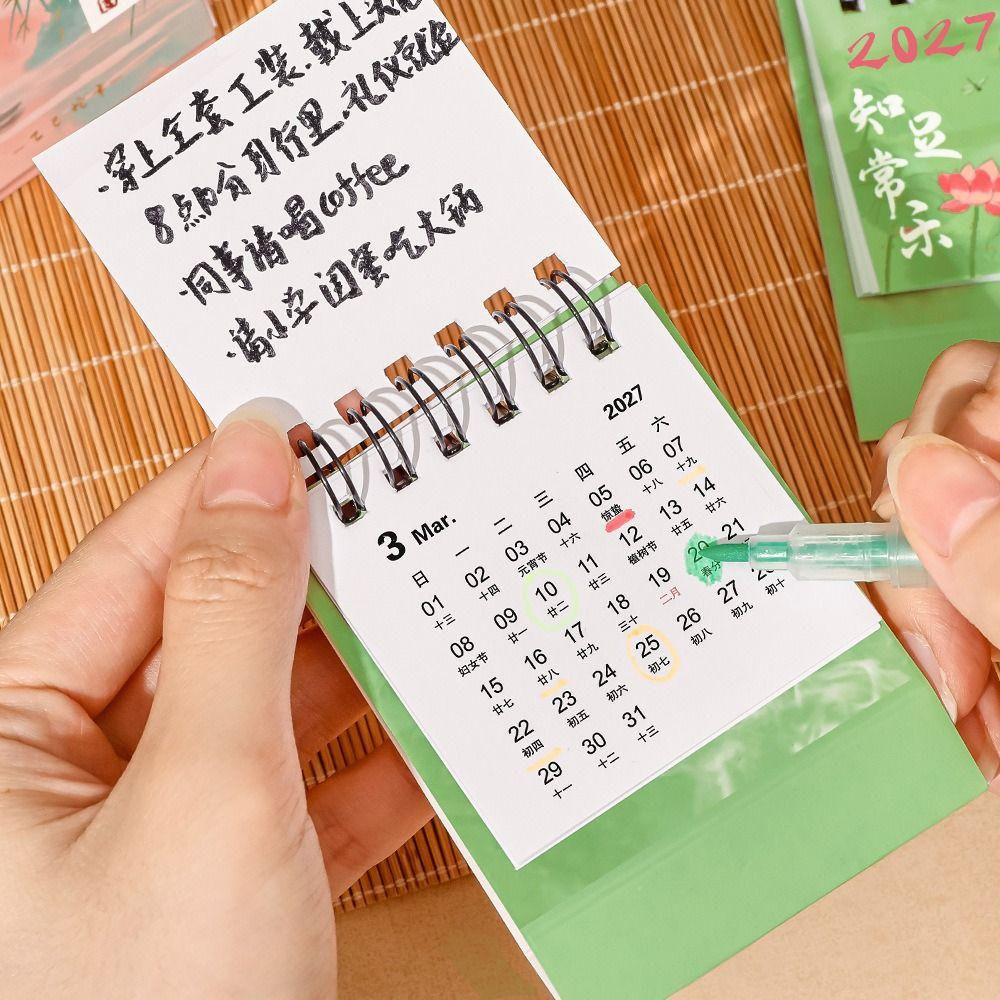 Standing Design 2027 Desktop Calendar Metal Coil Spiral Desk Calendar  Office Desk