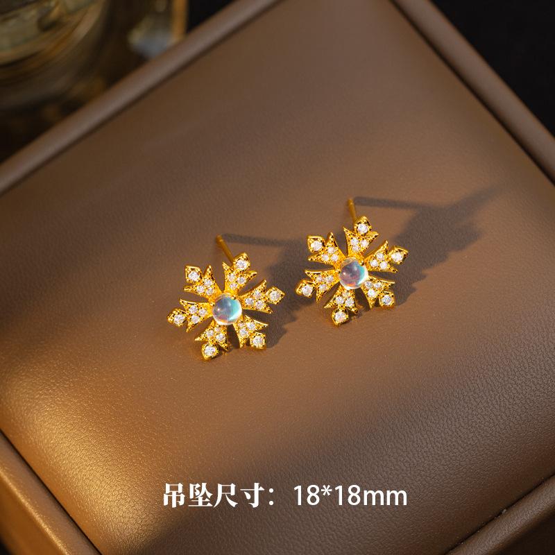 Fashion Snowflake Necklace Earrings Minimalist Pendant Light Luxury Highend Clavicle Chain Jewelry