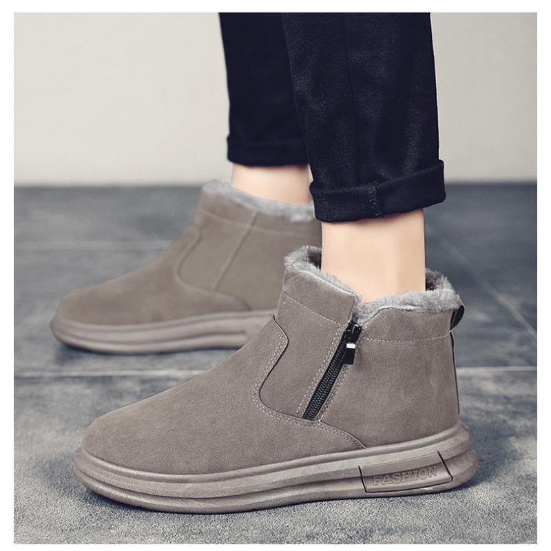 Men's Winter Warm-Lined Thickened Casual Outdoor Snow Boots, Fashionable Cold-Weather Footwear.