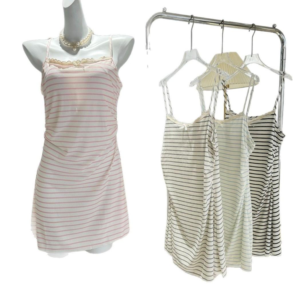 Robe de nuit d'été en soie glacée pour femmes, fine, sans manches, pour la maison