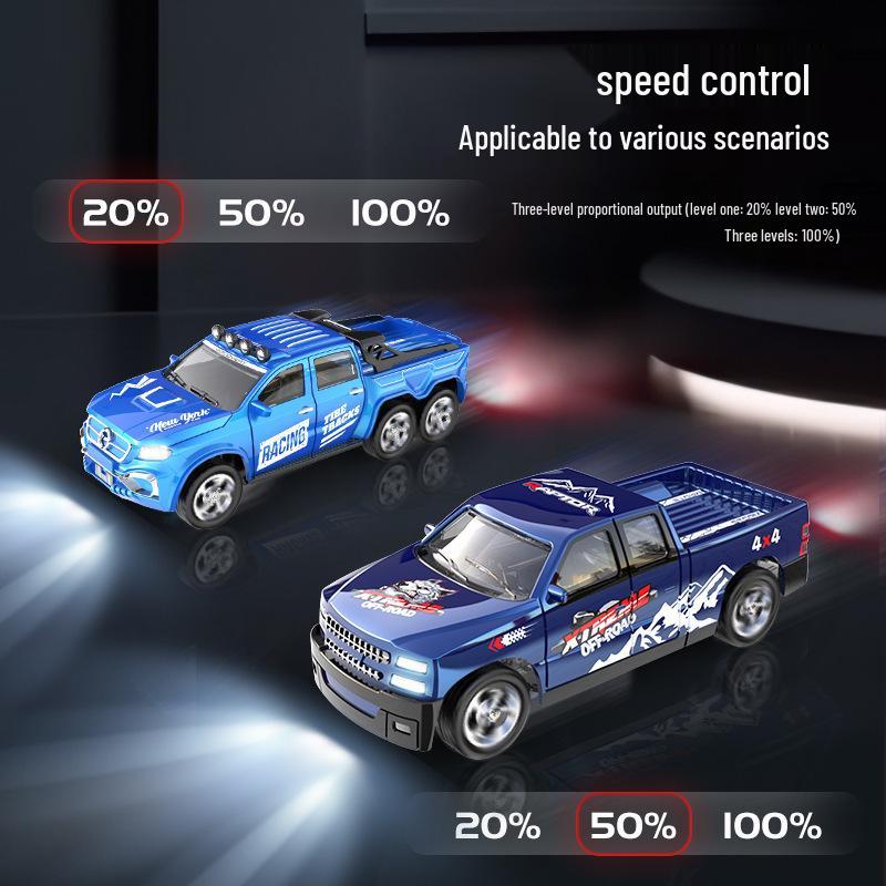 Mini Remote Control Car Toy 2.4G, Adjustable Speed, Lights & Trailer, 1:64 Alloy Simulation Model.